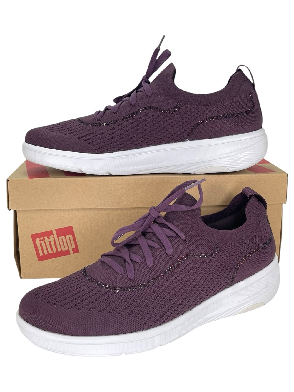 Fitflop Super-Q Wine Knit Polyester Womens Sneakers Size 6M
